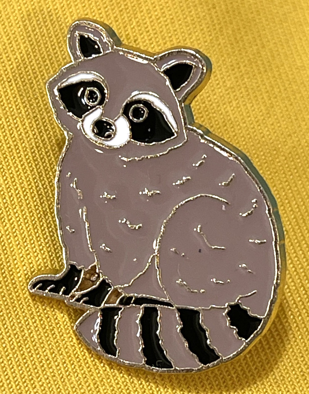 NWOT Gray Raccoon Brooch Lapel Pin Enamel Animals & Insects Cute Collectible